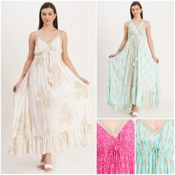 Vestido largo Rayón. Talla Única / 4 colores