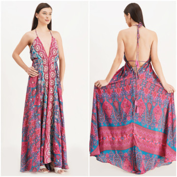 Robe longue en polyester. Taille unique / 5 couleurs