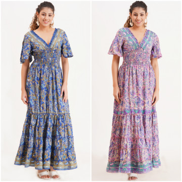 Polyester long dress. One size / 4 colors