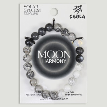 Crochet 02 – Bracelet minéral boule 8mm. Modèle de lune