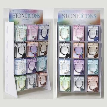 STONE ICONS display. Mineral Bracelet w/ 6mm ball + Charm -144 units