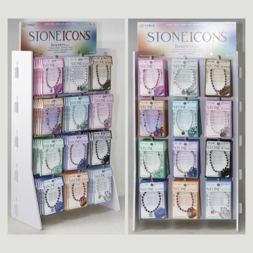 STONE ICONS display. Mineral Bracelet w/ 4mm ball + Charm -144 units