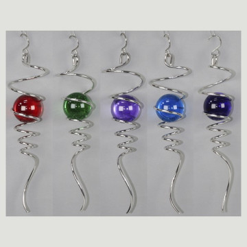 Irregular spiral metal spinner with ball 28cm approx. Assorted colours