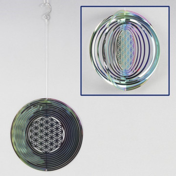 Steel spinner Flower of Life with multicolour effect 15cm approx