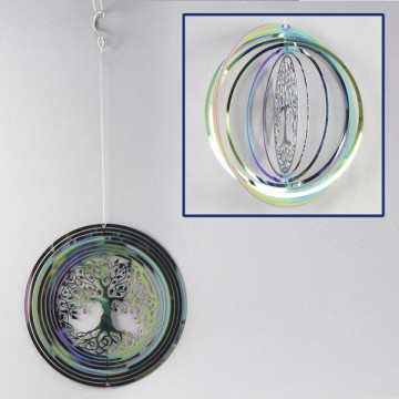 Steel spinner Tree of Life with multicolour effect 15cm approx