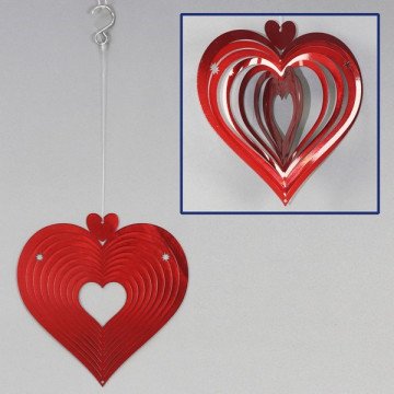 Steel spinner Heart color 15cm approx