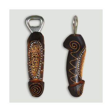 Display ouvre-bouteilles bois 15 cm abstrait.
