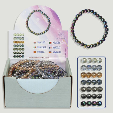 Iridescent 6mm smooth ball bracelet. Assorted