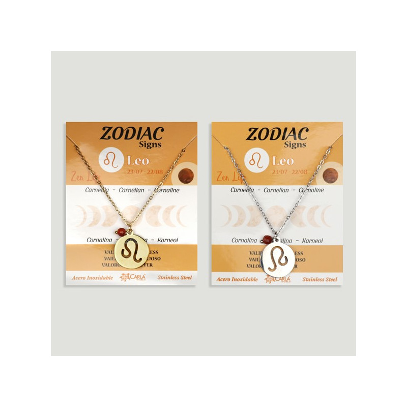 Gold/silver stainless steel Zodiac pendant + faceted mineral ball. Leo Gold/silver stainless steel Zodiac pendant + faceted mineral ball. Leo
