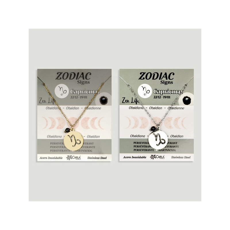 Gold/silver stainless steel Zodiac pendant + faceted mineral ball. Capricorn Gold/silver stainless steel Zodiac pendant + faceted mineral ball. Capricorn