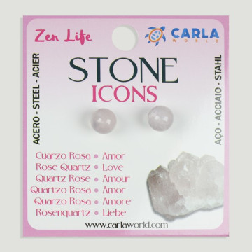 Crochet 02 – Boucles d’oreilles boules minérales de 8 mm. Quartz rose