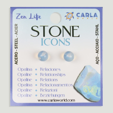 Crochet 04 – Boucles d’oreilles boules minérales de 8 mm. Opaline