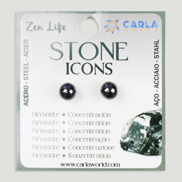 Crochet 08 – Boucles d’oreilles boules minérales de 8 mm. Hématite
