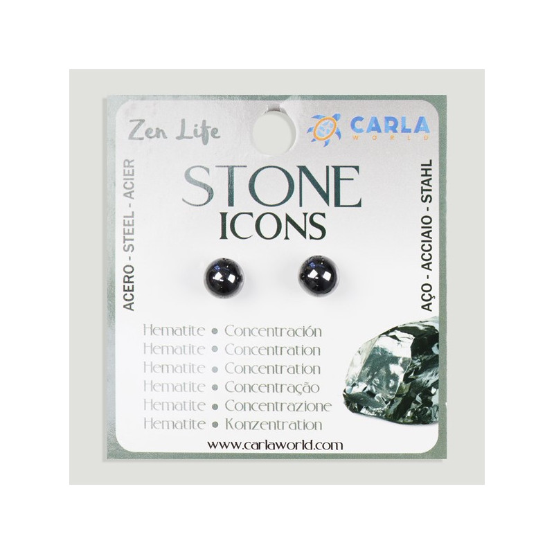Gancho 08 – Pendientes bola mineral 8mm. Hematite Gancho 08 – Pendientes bola mineral 8mm. Hematite