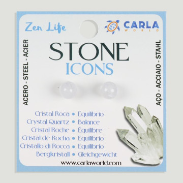 Crochet 12 – Boucles d’oreilles boules minérales de 8 mm. Cristal de roche
