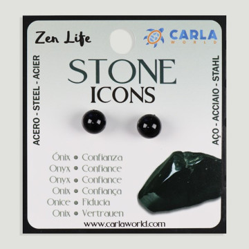 Crochet 15 – Boucles d’oreilles boules minérales de 8 mm. Onyx