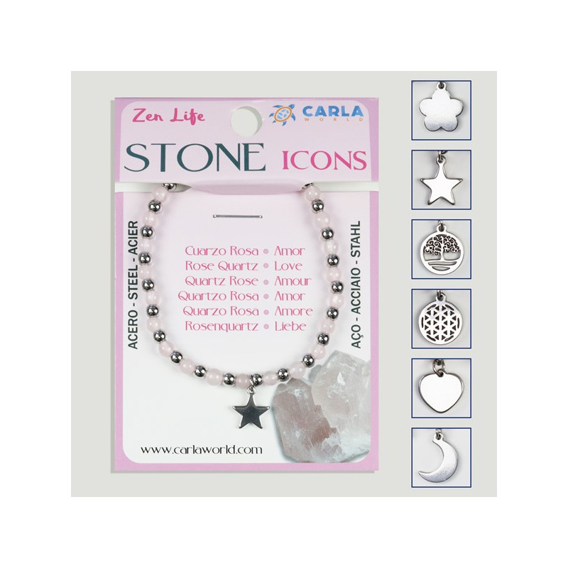 Crochet 51 – Bracelet boule minérale 4mm + breloque 10mm. environ Quartz rose Crochet 51 – Bracelet boule minérale 4mm + breloque 10mm. environ Quartz rose