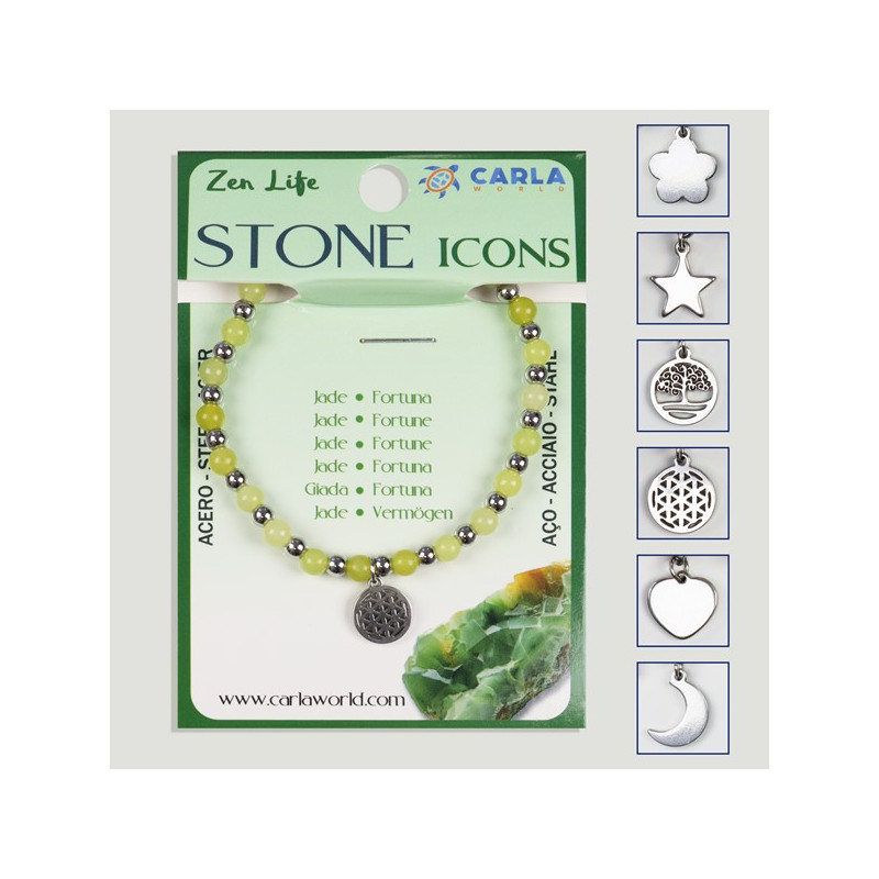 Gancho 64 – Pulseira bola mineral de 4 mm + pendente de 10 mm. aprox. Jade Gancho 64 – Pulseira bola mineral de 4 mm + pendente de 10 mm. aprox. Jade