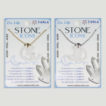 Gancho 112 – Colgante mineral estrella/luna c/cadena acero dorado/plateado