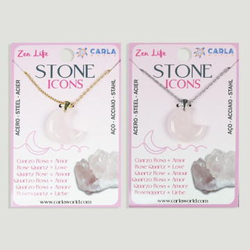 Gancho 116 – Colgante mineral estrella/luna c/cadena acero dorado/plateado