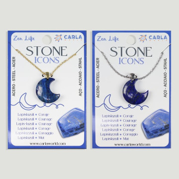 Gancho 122 – Colgante mineral estrella/luna c/cadena acero dorado/plateado