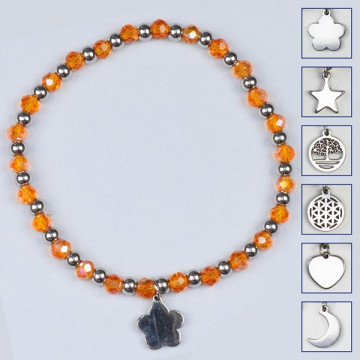 Pulseira em cristal, aço inoxidável. Cor amarela