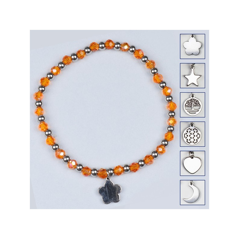 Pulseira em cristal, aço inoxidável. Cor amarela Pulseira em cristal, aço inoxidável. Cor amarela