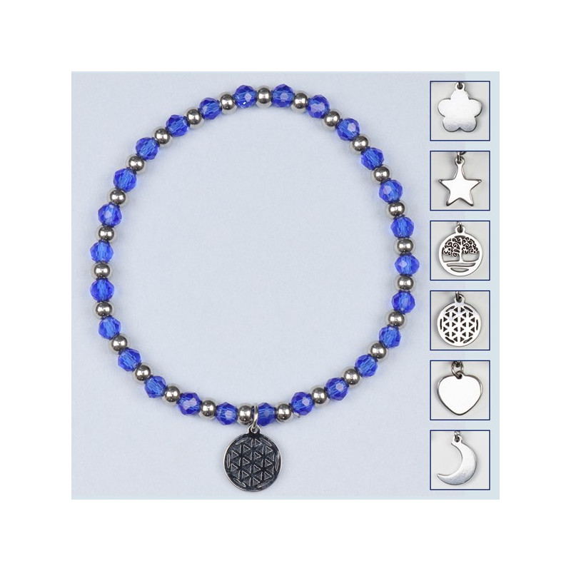 Crystal charm bracelet, stainless steel. Color Dark blue Crystal charm bracelet, stainless steel. Color Dark blue