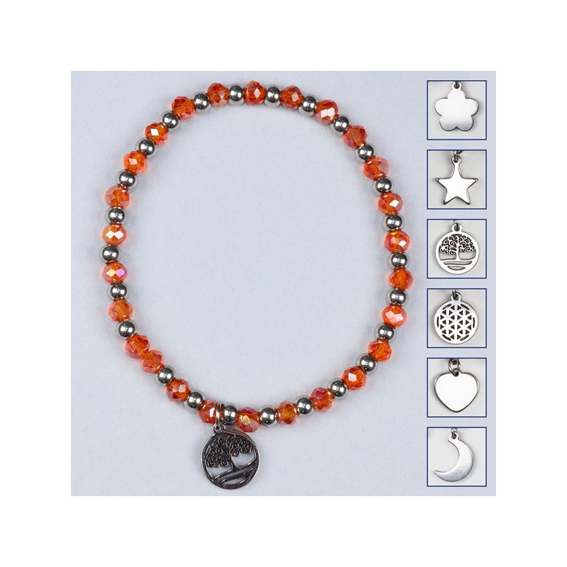 Hook 01 – Crystal charm bracelet, stainless steel. Color Orange Hook 01 – Crystal charm bracelet, stainless steel. Color Orange