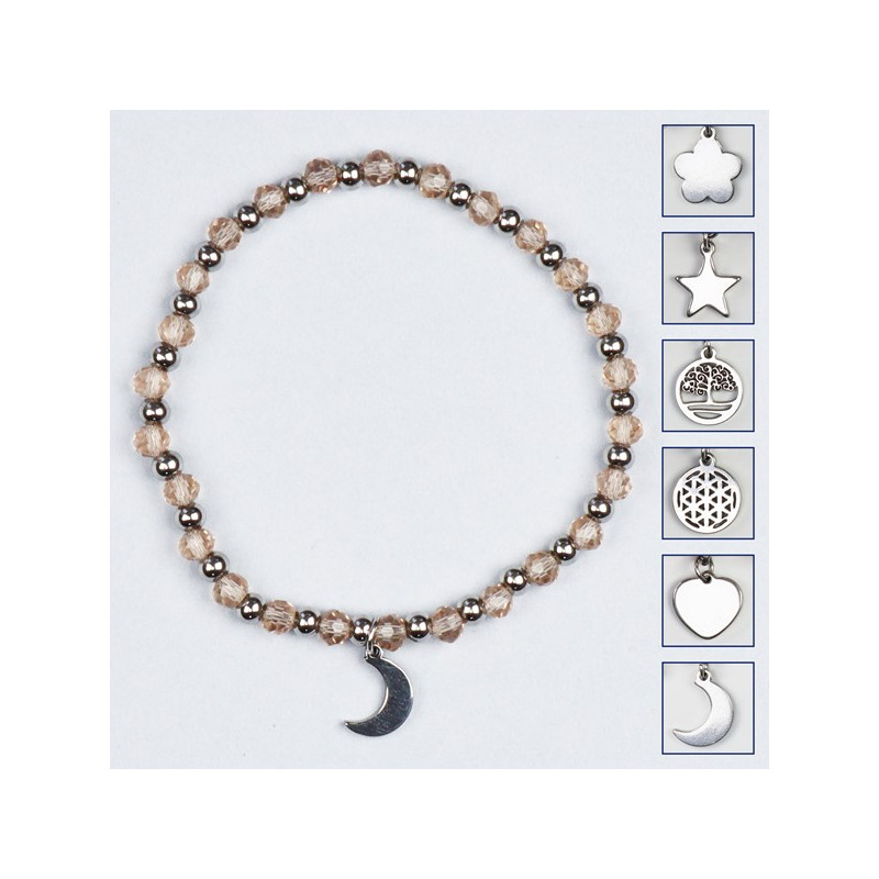 Hook 15 – Crystal charm bracelet, Stainless steel. Color Light Brown Hook 15 – Crystal charm bracelet, Stainless steel. Color Light Brown