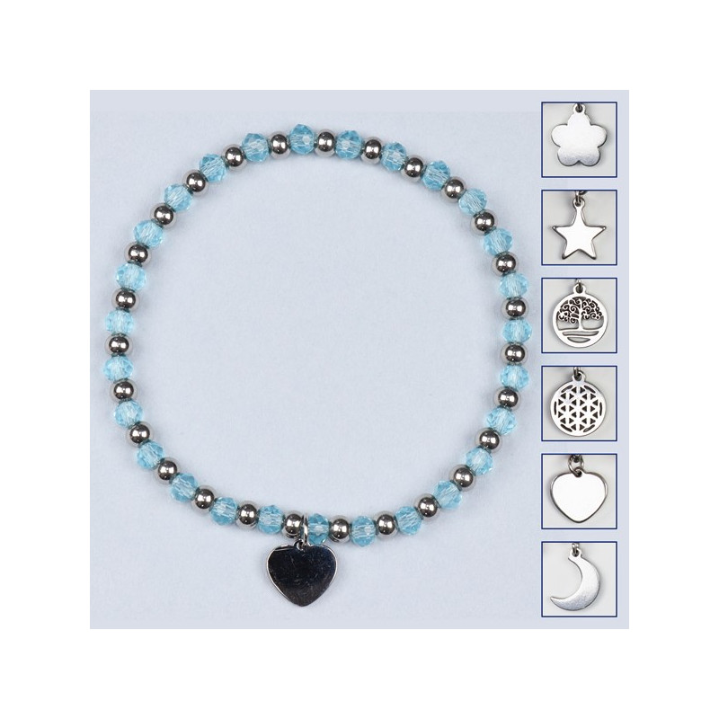 Hook 16 – Crystal charm bracelet, Stainless steel. Color Light Blue Hook 16 – Crystal charm bracelet, Stainless steel. Color Light Blue