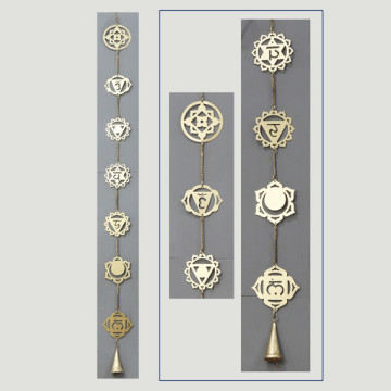Metal mobile strip Golden Chakra with bell 9x120 cm.