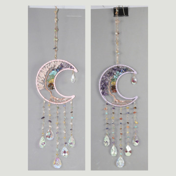 Metal mobile moon tree chip with tear 13x50 cm.