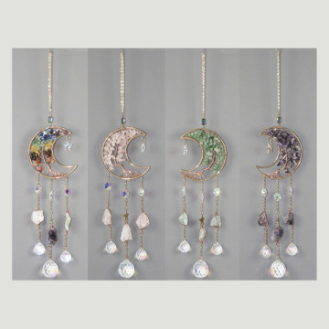 Metal mobile moon tree chip with raw 9x40 cm.