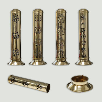 Brass incense holder vertical 8x25 cm. Assorted model.