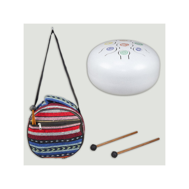 Metal Tam-Tam Drum instrument Chakras + backpack 26 cm. Metal Tam-Tam Drum instrument Chakras + backpack 26 cm.