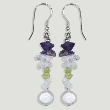 Gancho 42 - Pendientes Plata perla y mineral