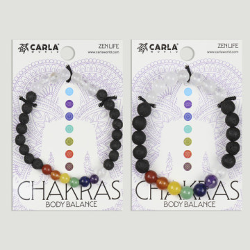 Gancho 11 – Pulsera Lava + Chakra + Mineral Cuarzo Cristal