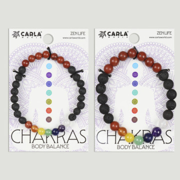 Crochet 04 – Bracelet Minéral Lave + Chakra + Jaspe Rouge
