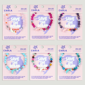 Gancho 01 – Pulsera bola mineral/ágatas con abalorio animal, Delfín