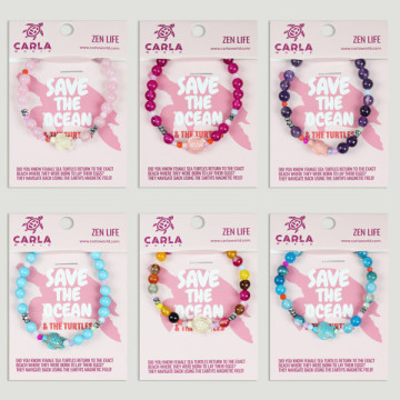 Gancho 02 – Pulsera bola mineral/ágatas con abalorio animal, Tortuga