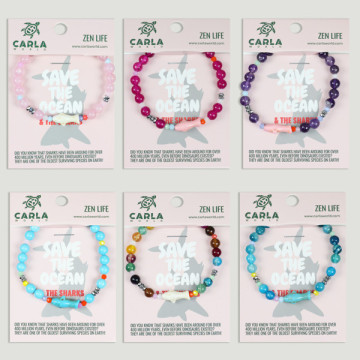 Gancho 03 – Pulsera bola mineral/ágatas con abalorio animal, Tiburón