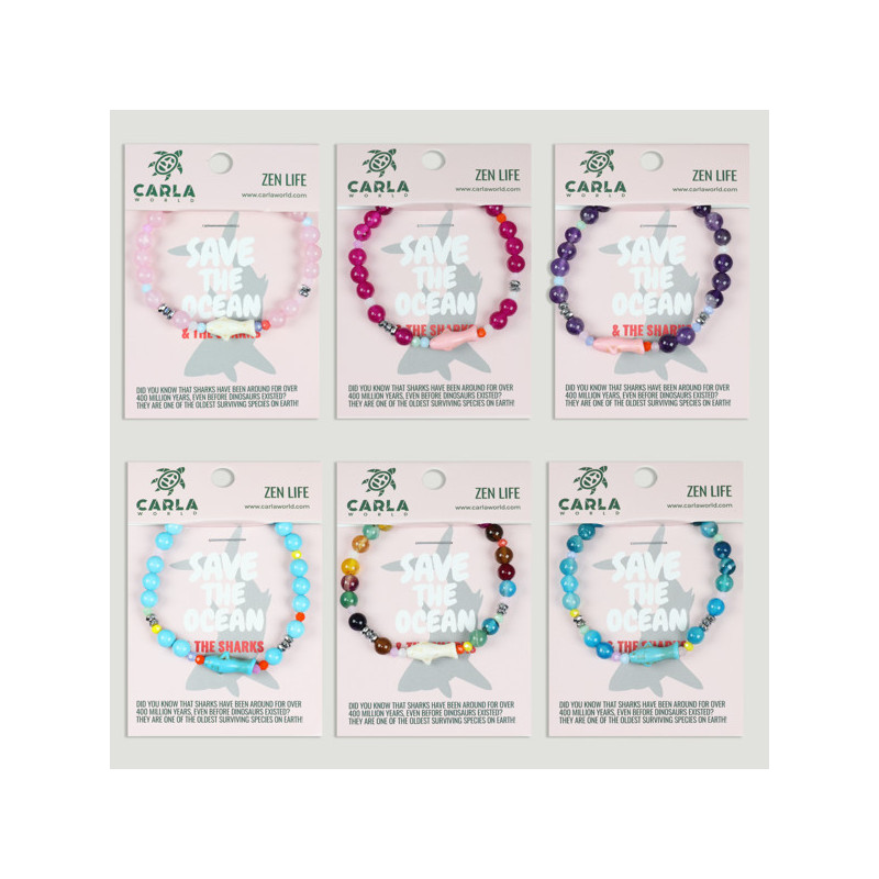 Hook 03 – Bracelet boule minéral/agate avec perles animaux, Requin Hook 03 – Bracelet boule minéral/agate avec perles animaux, Requin