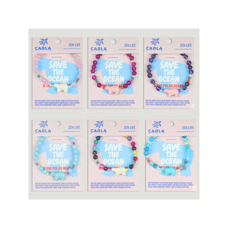 Hook 04 – Mineral/agate ball bracelet with animal beading, Bear Hook 04 – Mineral/agate ball bracelet with animal beading, Bear