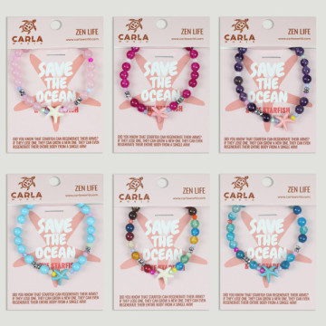 Gancho 05 – Pulsera bola mineral/ágatas con abalorio animal, Estrella