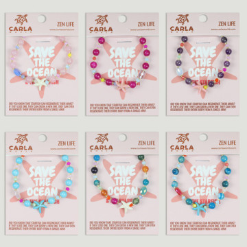 Gancho 11 – Pulsera bola mineral/ágatas con abalorio animal, Estrella