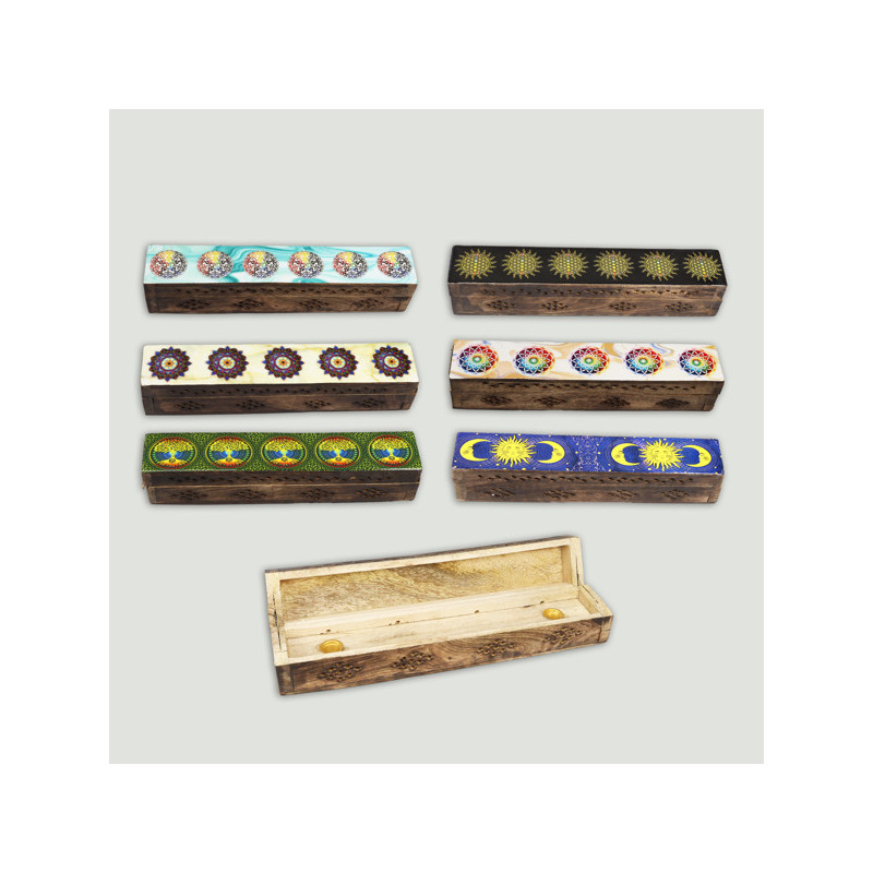 Wood + lacquered trunk incense holder. 5X6x30cm. Approx. Assorted models Wood + lacquered trunk incense holder. 5X6x30cm. Approx. Assorted models