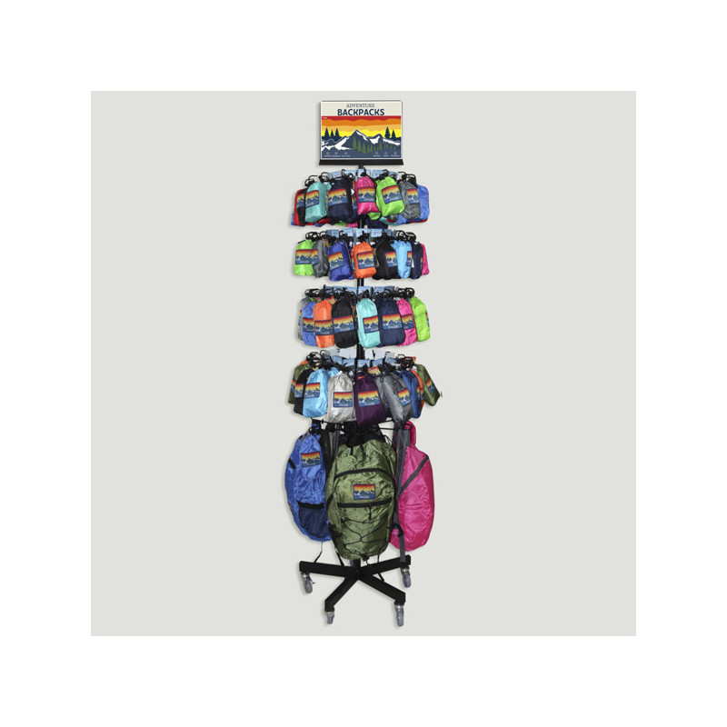 ADVENTURE BACKPACKS. Expositor mochilas con 192 piezas ADVENTURE BACKPACKS. Expositor mochilas con 192 piezas