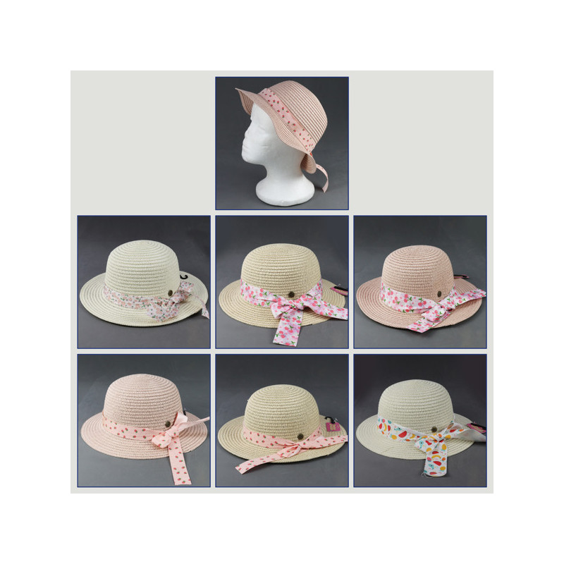 Gancho 04 – Sombrero niña 100% Fibra de papel. Modelos surtidos. Varias tallas Gancho 04 – Sombrero niña 100% Fibra de papel. Modelos surtidos. Varias tallas