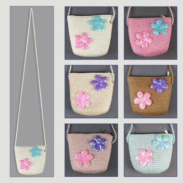 Hook 09 – 100% Paper Fiber Girls' Handbag, assorted colors. Flower Pattern